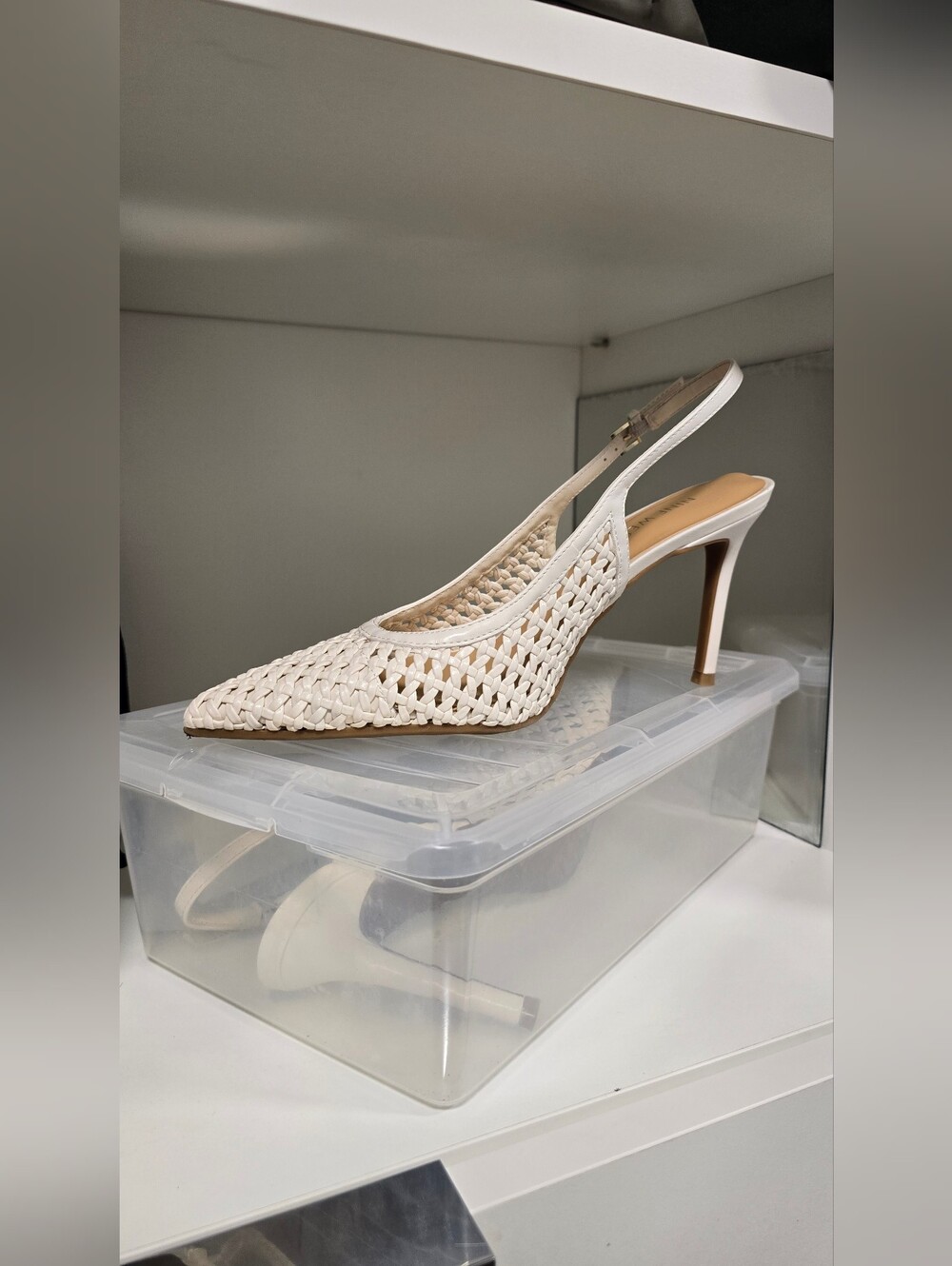 Nine West Womens Fresky Woven Slingback Pumps in Cream - size 10M